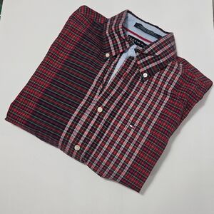 VINTAGE Men's Tommy Hilfiger Button Down Long Sleeve Shirt - Colorblock Plaid -M